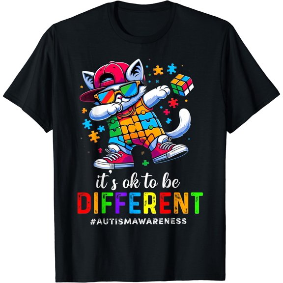 It'S Ok To Be Different Cool Autism Awareness Cute Cat Classic Edition T-Shirt , Vintage T-Shirt