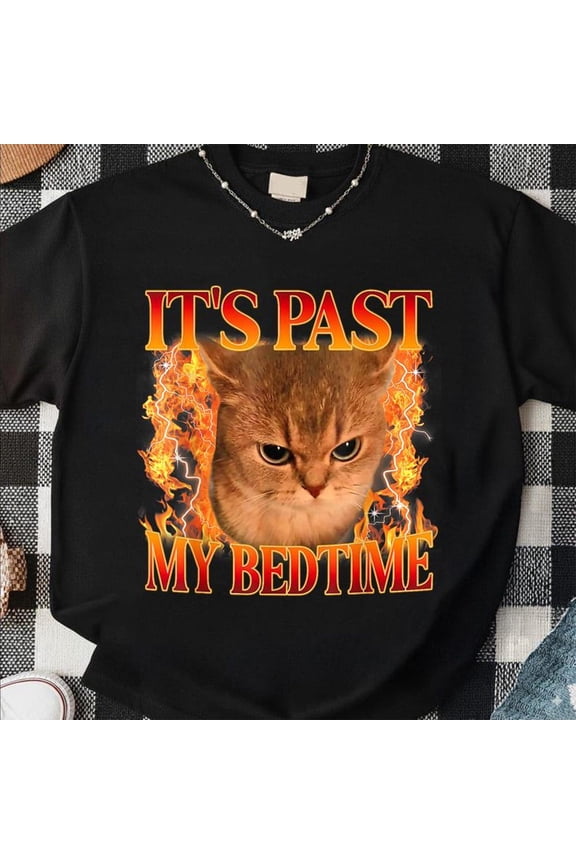 It'S Past My Bedtime Shirt, Cat Tee, Angry Cat Graphic, Kitten Tee, Saying Shirt, Cat Tee , Dark All Size S-5XL