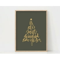 It'S The Most Wonderful Time Of The Year, Minimalist Tree Wall Art, Vintage Print, Decor Wall Art, Modern Wall Decor, 8x12 UNFRAMED