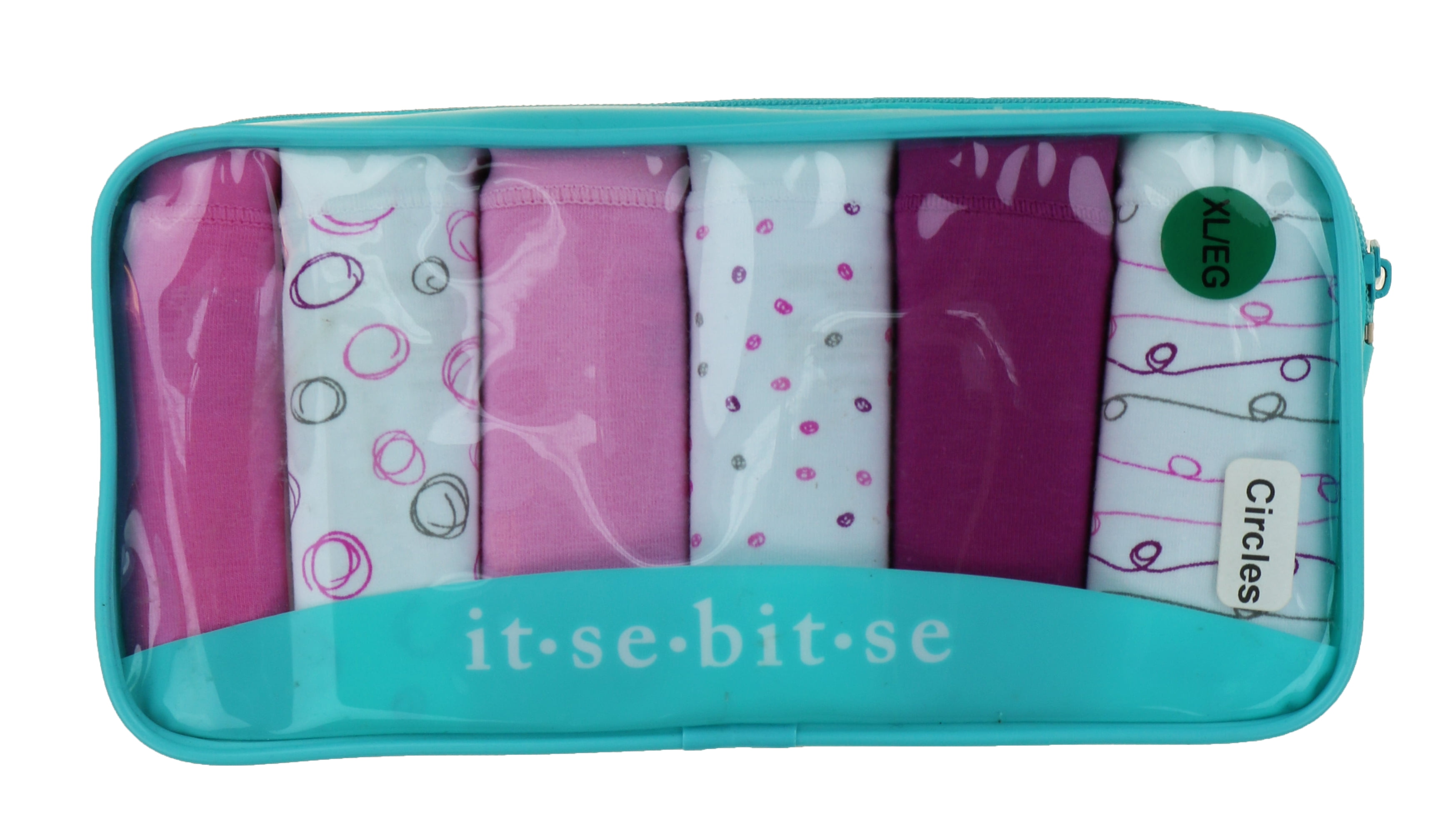 It Se Bit Se Women's 6 Pack Cotton Stretch Bikini Panties (Circles, Large)