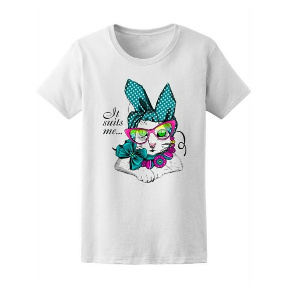 It Suits Me Fashion White Cat T-Shirt Women -Image by Shutterstock, Female Large