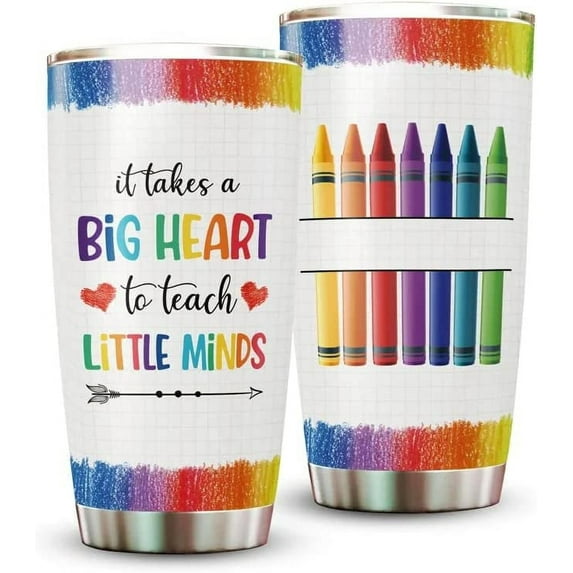 It Takes A Big Heart To Teach Little Minds Tumbler, Crayon Teacher Glitter Tumbler, Funny Teach Gift For Teacher, Teacher Appreciation Cup