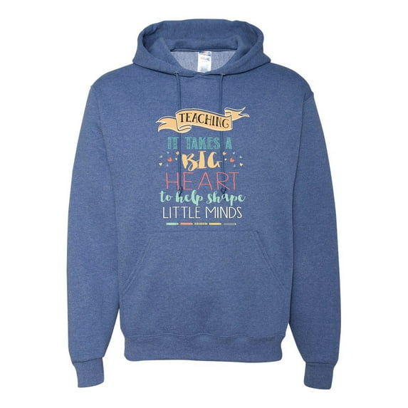 It Takes a Big Heart to Teach Little Minds Teachers Inpirational Inspirational/Christian Unisex Graphic Hoodie Sweatshirt, Vintage Heather Blue, Large