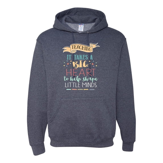 It Takes a Big Heart to Teach Little Minds Teachers Inpirational Inspirational/Christian Unisex Graphic Hoodie Sweatshirt, Vintage Heather Navy, Large