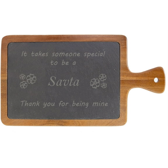 It Takes Someone Special to be a Savta 13 1/4-inch x 7-inch Acacia Wood Slate Slab Cutting Board with 3-inch Wooden Handle