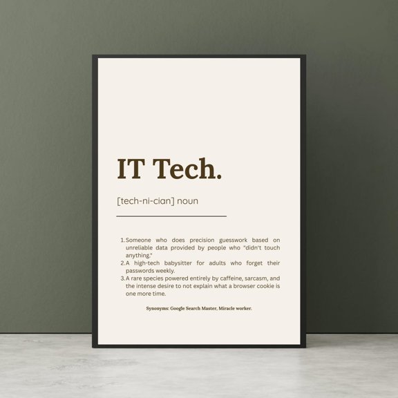 It Tech Definition Computer Science Office Wall Decor Unframed Paper Print