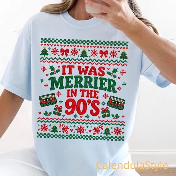 It Was Merrier In The 90s, Ugly Christmas Shirt, Retro Christmas VHS Tee, Funny Vintage Cassette Christmas