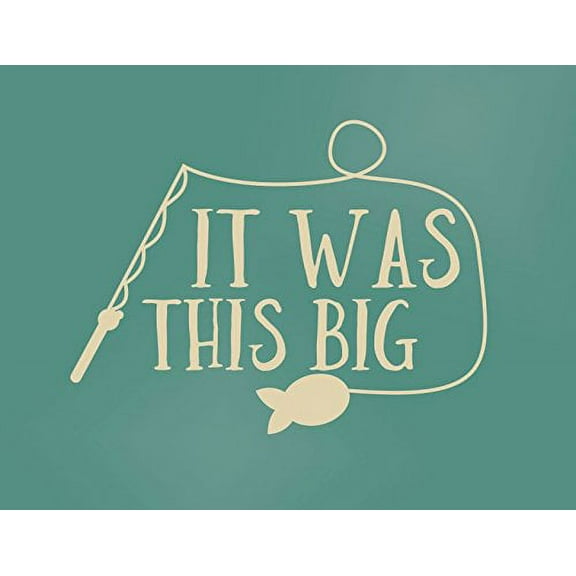 It Was This Big Fishing Line Wall Art Decals Fisherman Vinyl Wall Stickers, 23x17-Inch Beige