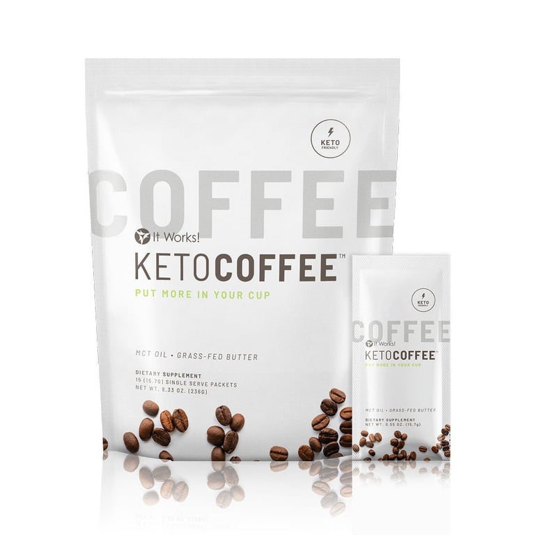 It Works Keto Coffee, 15 Servings, Low Carb Coffee, MCTs, Grass