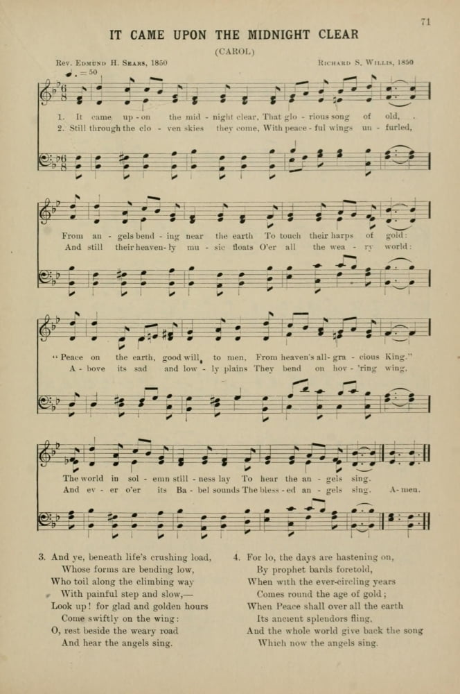 It came upon the Midnight Clear Willis & Sears Christmas Carols & Hymns 1910 Canvas Art - (24 x 36)