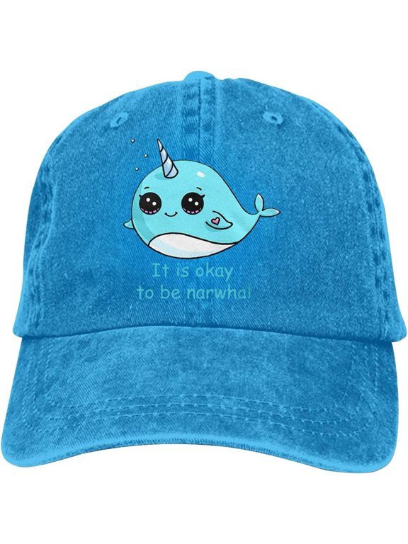 It is Okay to Be Narwhal Baseball Cap Vintage Adjustable Washed Hats Cowboy Hats Denim Dad Hat for Men Women Boy Girl