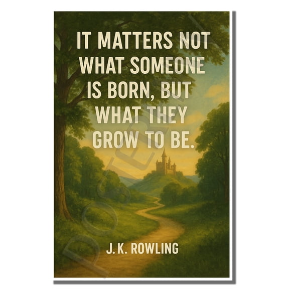 It matters not what someone is born, but what they grow to be - JK Rowling - Inspirational Poster - 18 inch x 12 inch