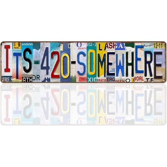 It's 420 Somewhere Metal Tin Sign Funny Street Signs Unique Wall Decor 420 Accessories for Bedroom Home Bar Diner Pub 16 x 4 Inches