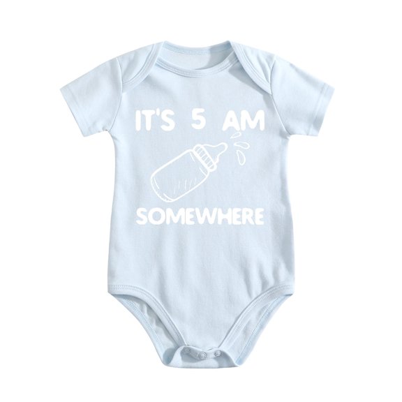 It's 5 AM Somewhere Baby Bodysuit Funny Adorable Newborn Coming Home Outfit Cute Boys Baby Blue-style 0-3M