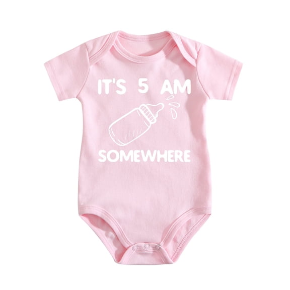 It's 5 AM Somewhere Baby Bodysuit Funny Adorable Newborn Coming Home Outfit Cute Boys Medium Pink-style 6-9M