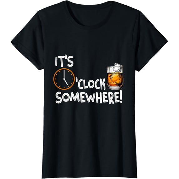 It's 5 O'Clock Somewhere Whisky Funny Drinking T-Shirt