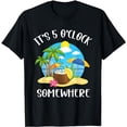 thumbnail image 1 of It's 5 O’clock Somewhere Summer Retro Beach Sunset Drinking T-Shirt, 1 of 5