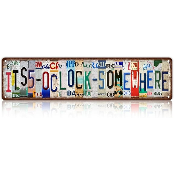 It's 5 Oclock Somewhere Metal Tin Sign Funny Street Signs Unique Wall Decor for Home, Bar, Diner, Pub 16 x 4 Inches