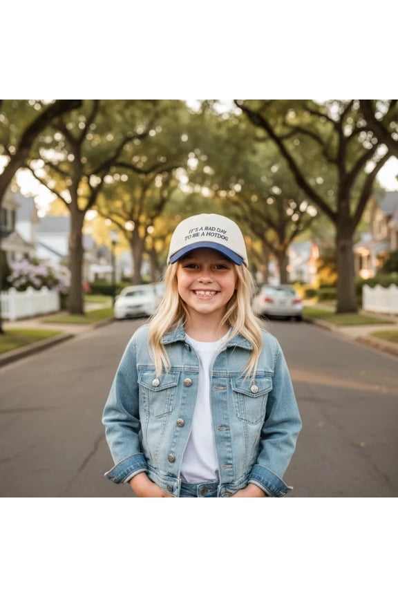 It's A Bad Day to Be A Hotdog Hat, Funny Vintage Canvas Snapback Hat, Adjustable Hat Double-Color Embroidered Baseball Cap