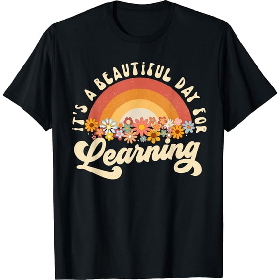 It's A Beautiful Day For Learning Groovy Womens Teacher T-Shirt