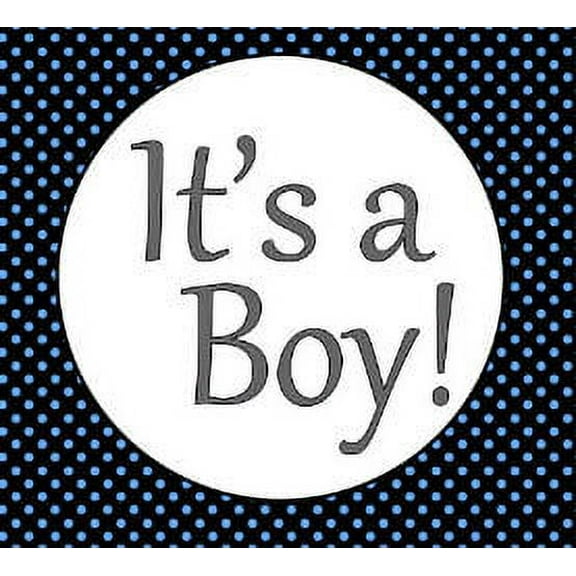 It's A Boy Baby Shower Edible Cake Decoration Image Topper - Blue Black Polka Dot