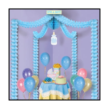 It's A Boy Blue Baby Shower Decoration Canopy Kit