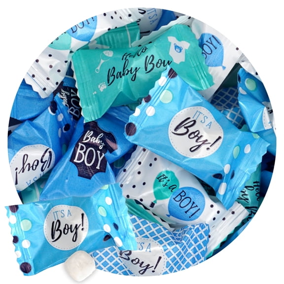 It's A Boy Buttermints, 13 Ounce Mints Bulk Bag, Approximately 100 Pieces, Individually Wrapped Candy Mints, Baby Shower Party Favors