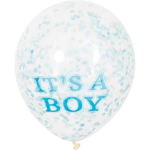 "It's A Boy" Confetti Balloons, Blue, 12in, 6ct