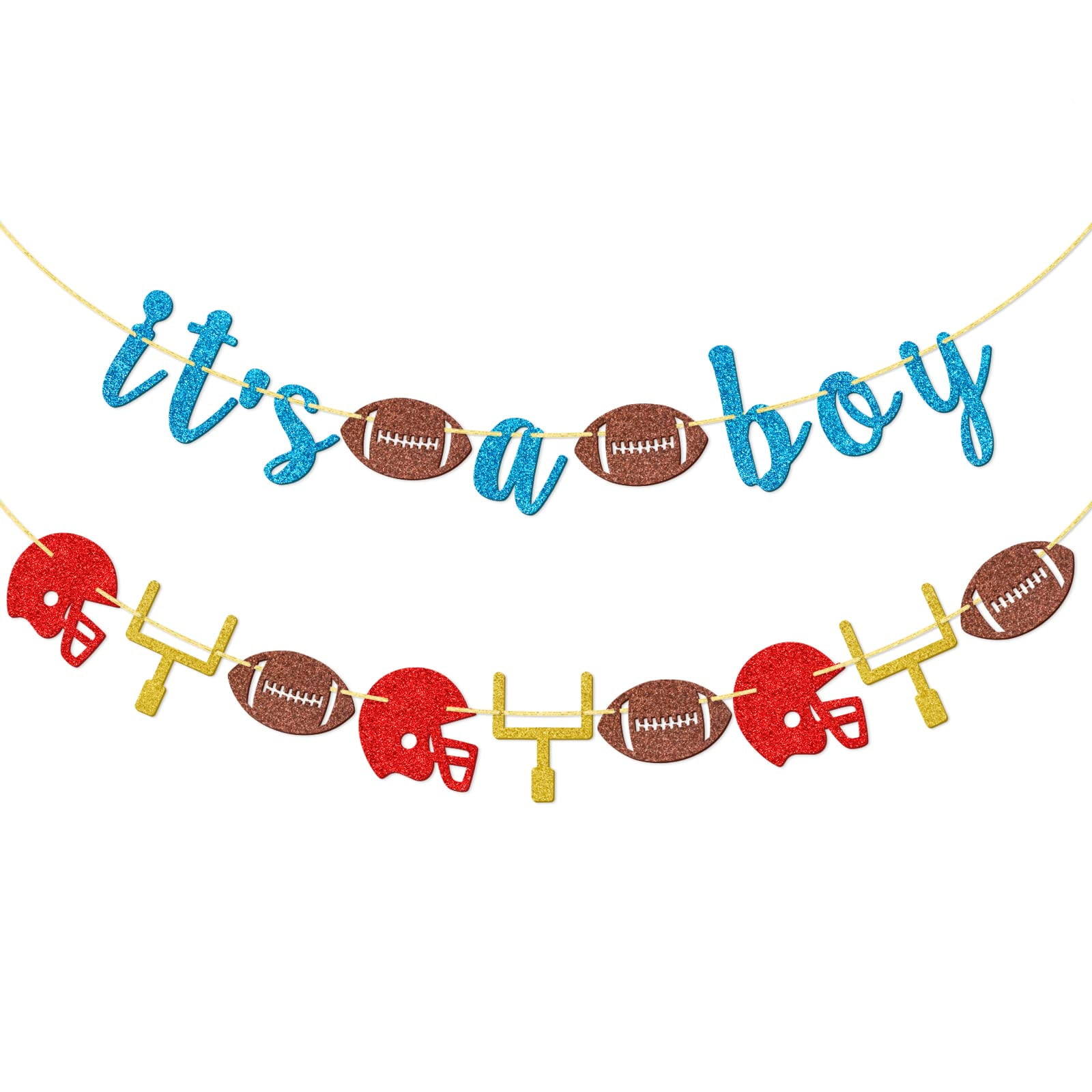 It's A Boy Glitter Banner, Football Baby Shower Decorations, Baby Boy Sign, Football Oh Baby Party Decor, Pre-Strung, Baby Blue