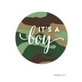 thumbnail image 1 of It's A Boy Green Woodland Camouflage Boy Baby Shower Round Label Stickers, 40-Pack, 1 of 3