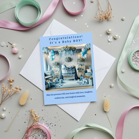 It's A Boy Greeting Card, Baby Shower Greeting Card, Baby Boy