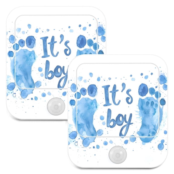 It's A Boy Night Lights Plug into Wall LED with Auto Light Sensor Warm Light for Kids Hallway Bedroom Living Room Kitchen Bathroom Set of 2