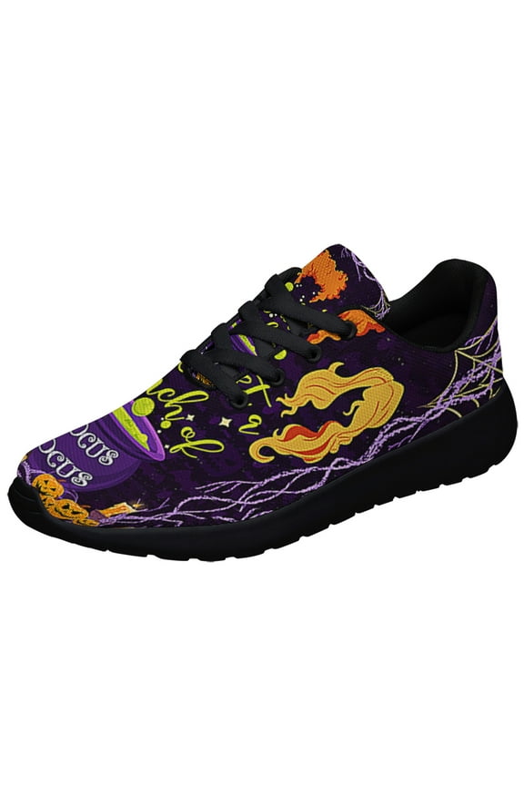 It's A Bunch Of Hocus Pocus Witch Pumpkin Halloween Shoes Sneakers Black Size 8.5