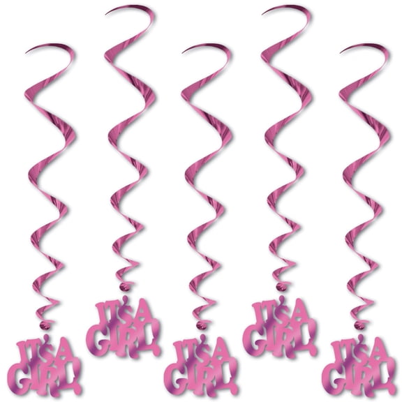 It's A Girl Foil Whirl Dangling Party Decorations