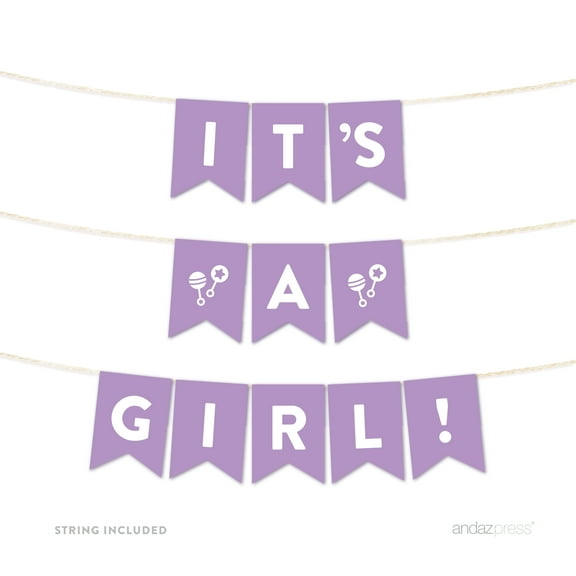 It's A Girl! Lavender Girl Baby Shower Hanging Pennant Garland Party Banner