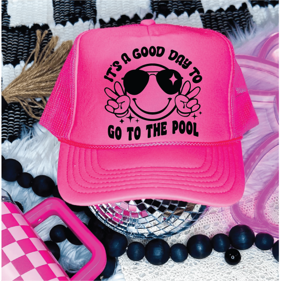 It's A Good Day- Pool Neon Pink Trucker Hat