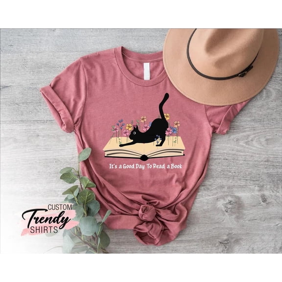 It's A Good Day To Read A Book Shirt, Bookworm, Teacher Shirt, Floral Cat Shirt, Cat Lover Shirt,Book Lover,Cat Book Shirt TSHIRT All Size S-5XL