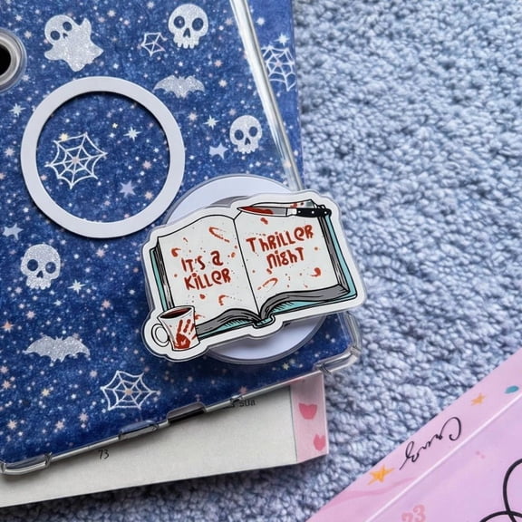 It's A Killer Thriller Night MagSafe Phone Grip: Funny Horror Spooky Reader Magnetic Phone Holder, Gift for Halloween, Phone Popgrip
