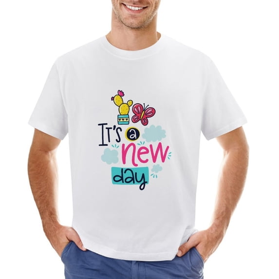 It's A New Day Men’s Graphic T-shirt Vintage Short Sleeve Sport Tee White-It's A New Day 3XL