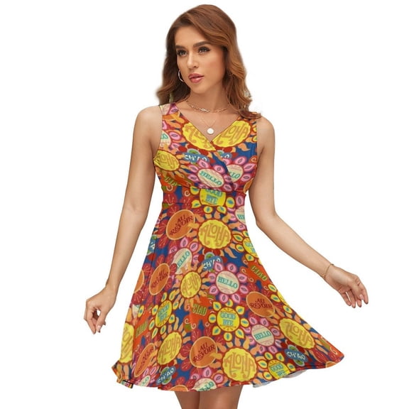 It's A Small World Flowers Dress Fashion Beach Long Dresses Female Party Printed Sundress