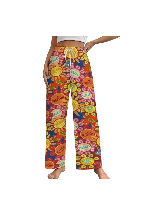 It's A Small World Flowers Women's Pajamas Pajama Pants Women's Sleepwear Lounge Sleep Bottoms Stretch with Pockets