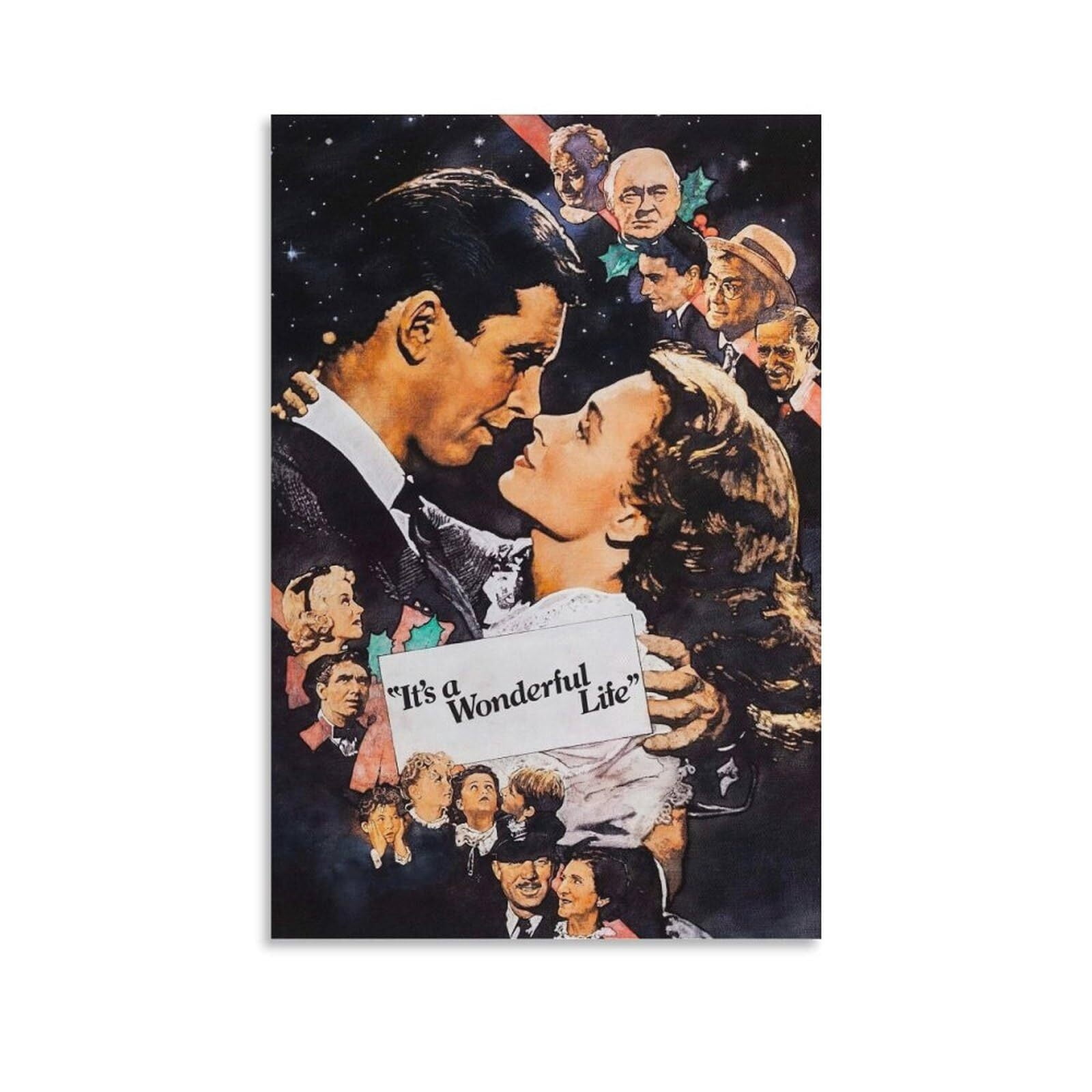 It's A Womderful Life Movie Poster 4 Canvas Wall Art Print For Room ...
