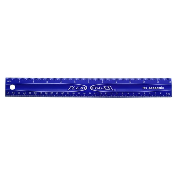 It's Academic Flexi Rulers, 12-inch Flexible Non-Breakable Ruler, 12-Pack, Blue