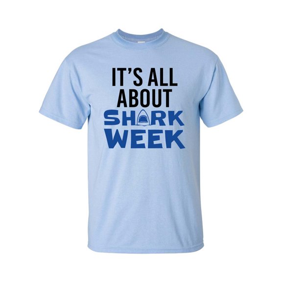 It's All About Shark Week Unisex Adult Short Sleeve T-shirt-Light Blue-large