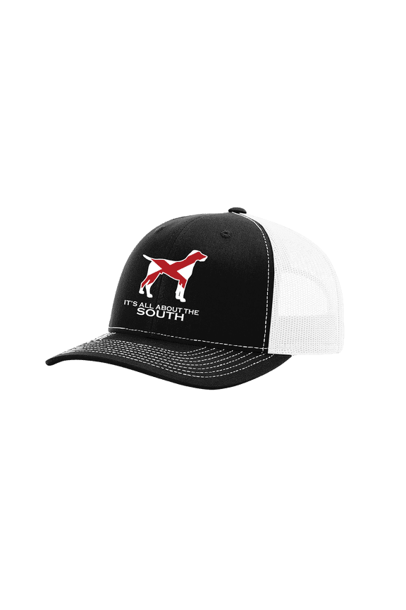 Alabama State Flag Filled Pointer Mesh Back Trucker Hat-Black/White