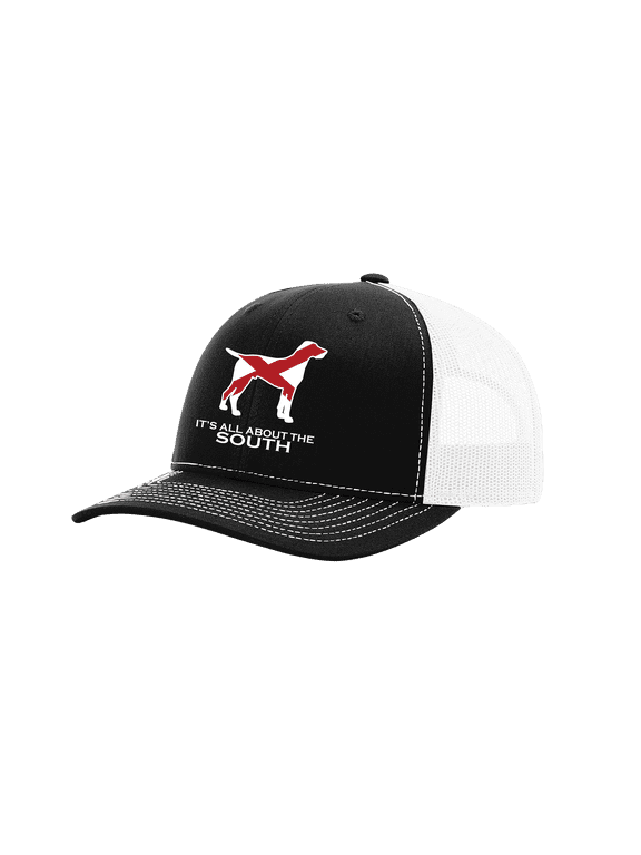 Alabama State Flag Filled Pointer Mesh Back Trucker Hat-Black/White