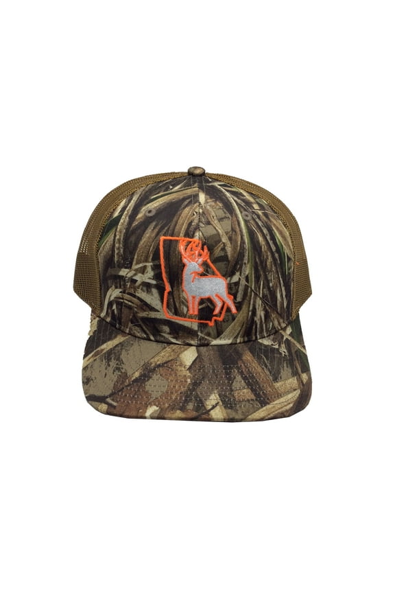 GA Outline with Buck Snapback Hat- Realtree Max 5
