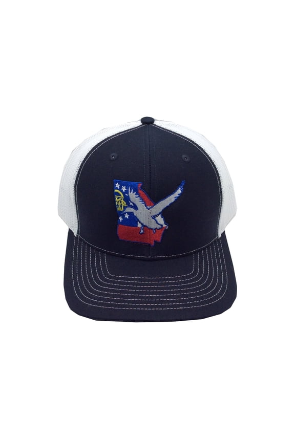 Georgia Flag Duck Snapback Hat- Navy/White