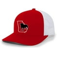 thumbnail image 1 of It's All About The South Georgia Outline With Bulldog Mesh Back Trucker Hat-Red/White, 1 of 4