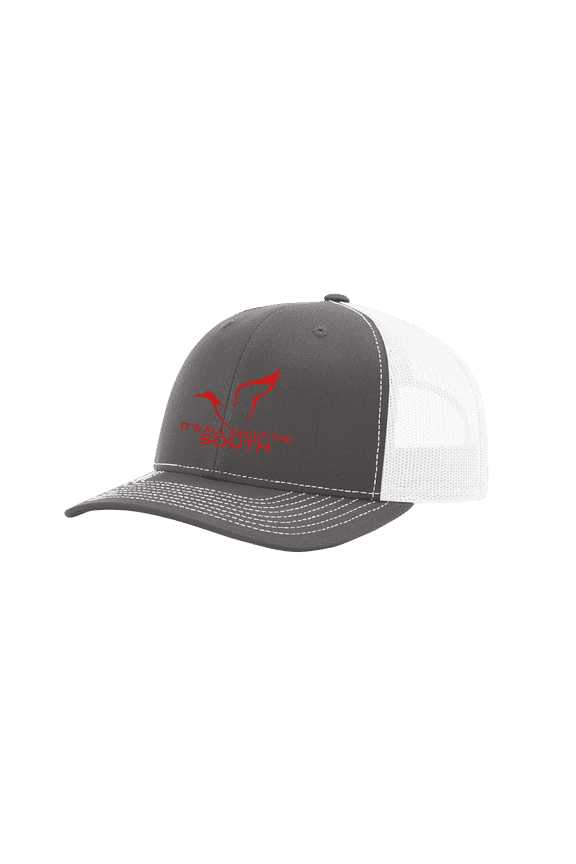 Mallard Outline Mesh Back Trucker Hat-Charcoal/White